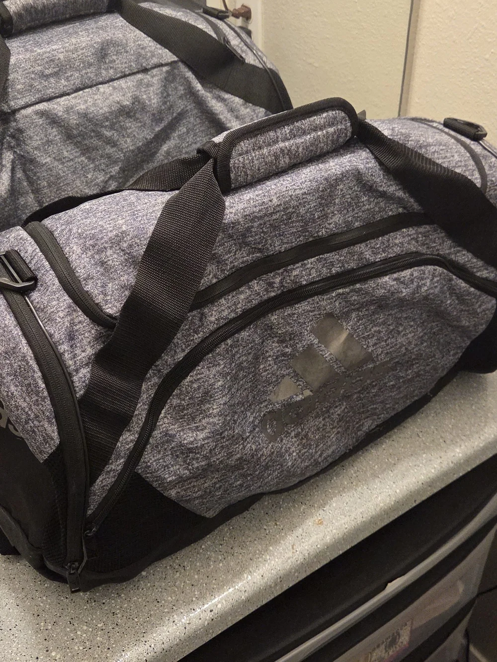 Adidas Gym Bag Gray/Black Polyester Zip & Adjustable Strap